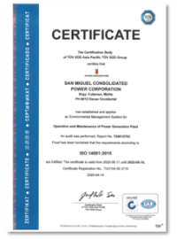 Malita Power Plant: ISO 14001:2015